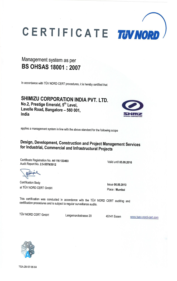 BS OHSAS 18001 Certificate