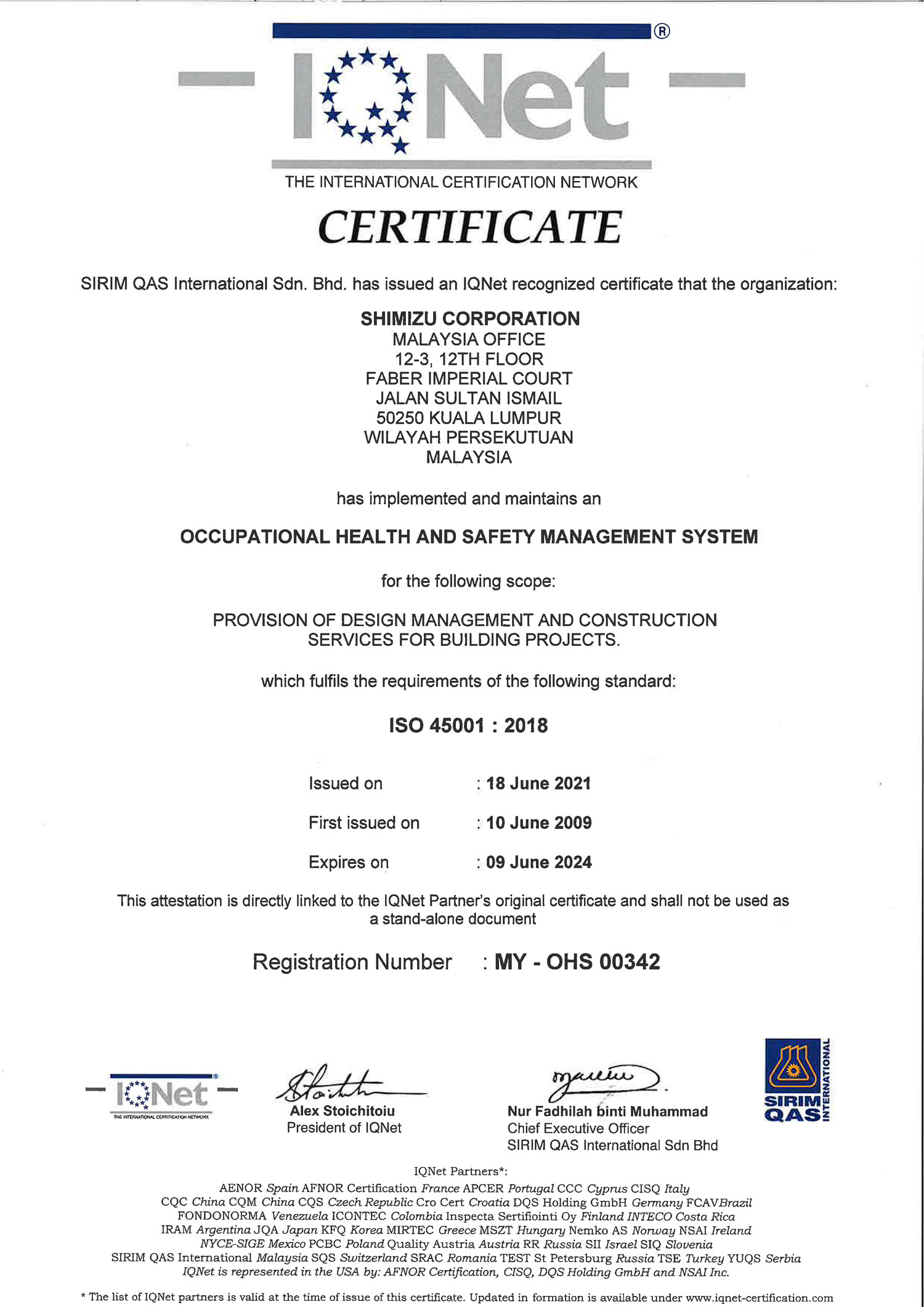 Occupational Health and Safety Management Systems - ISO 45001 2018 (IQNet)