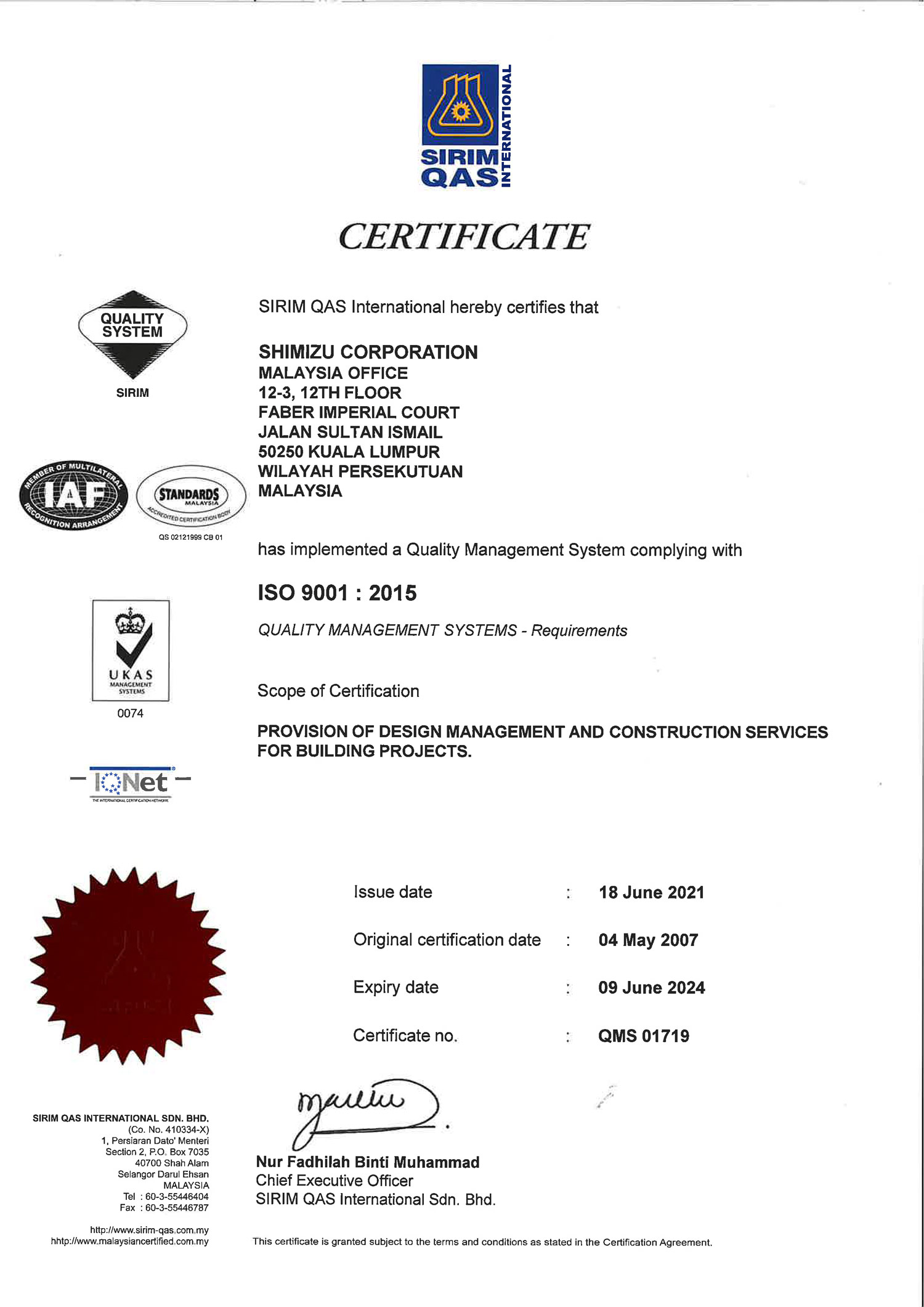 Quality Management Systems - ISO 9001 2015 (Sirim)