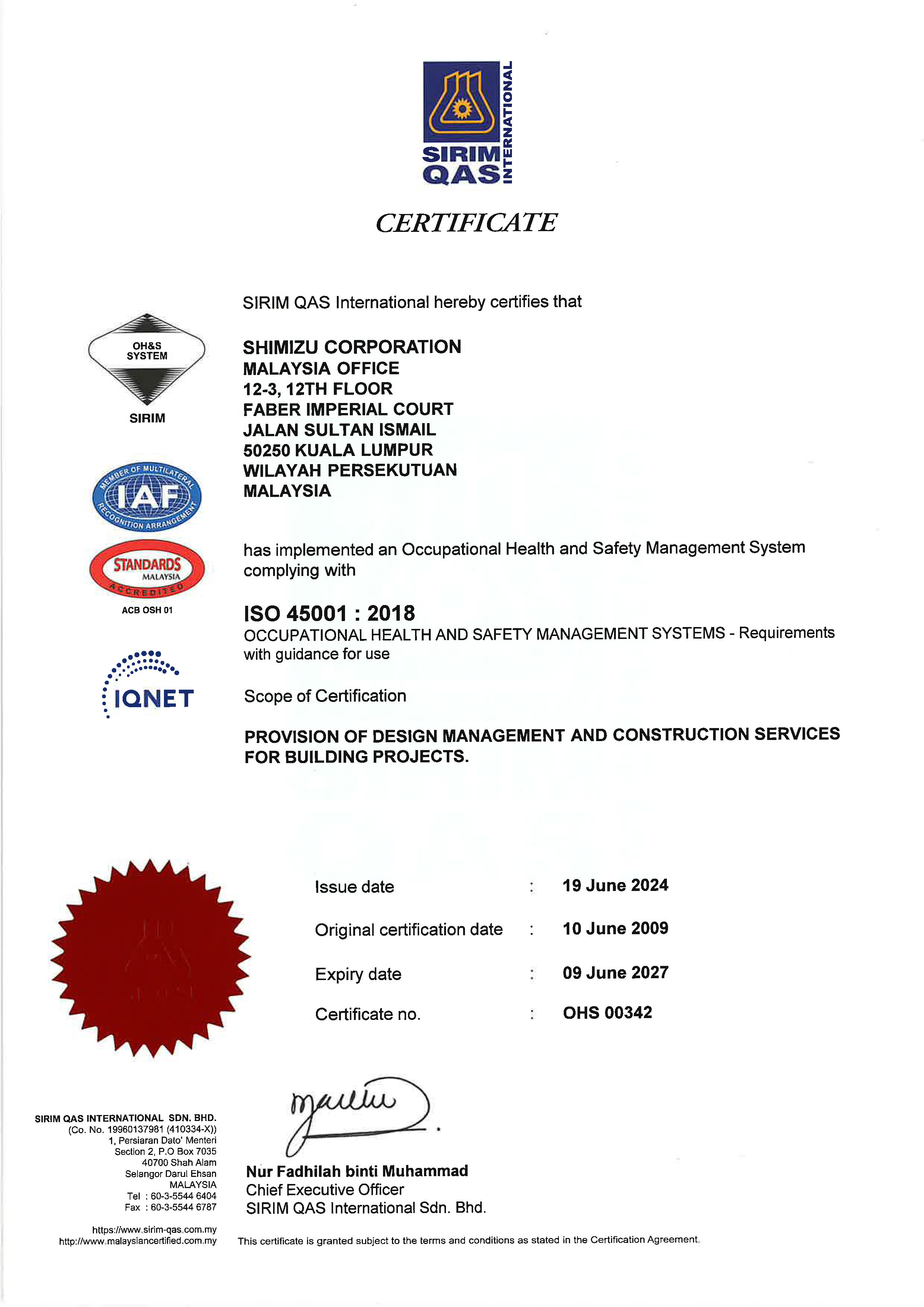 Occupational Health and Safety Management Systems - ISO 45001 2018 (IQNet)