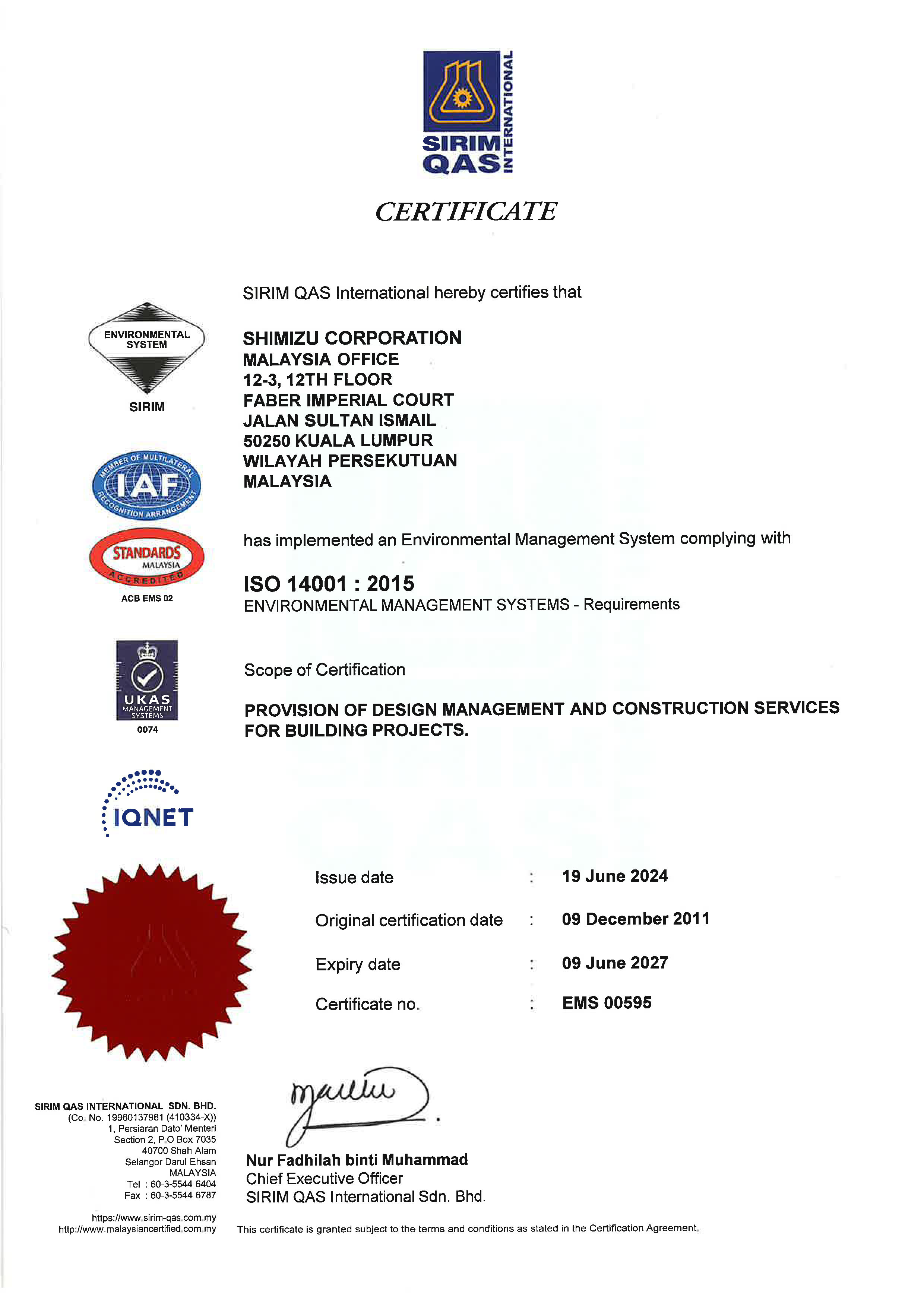 Environmental Management Systems - ISO 14001 2015 (IQNet)