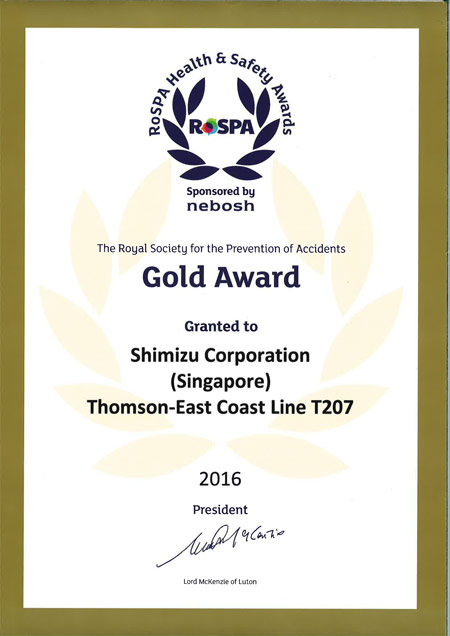 Award: RoSPA Health & Safety Award - T207